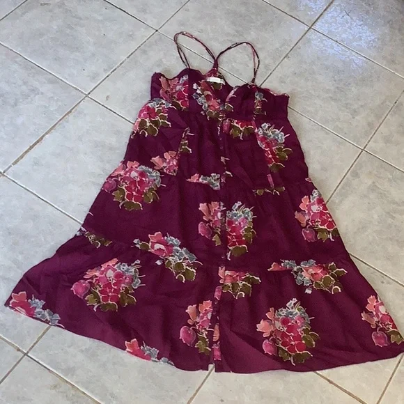 💥 American Eagle Outfitters purple gauze halter babydoll tiered dress Sz2 - Picture 8 of 16